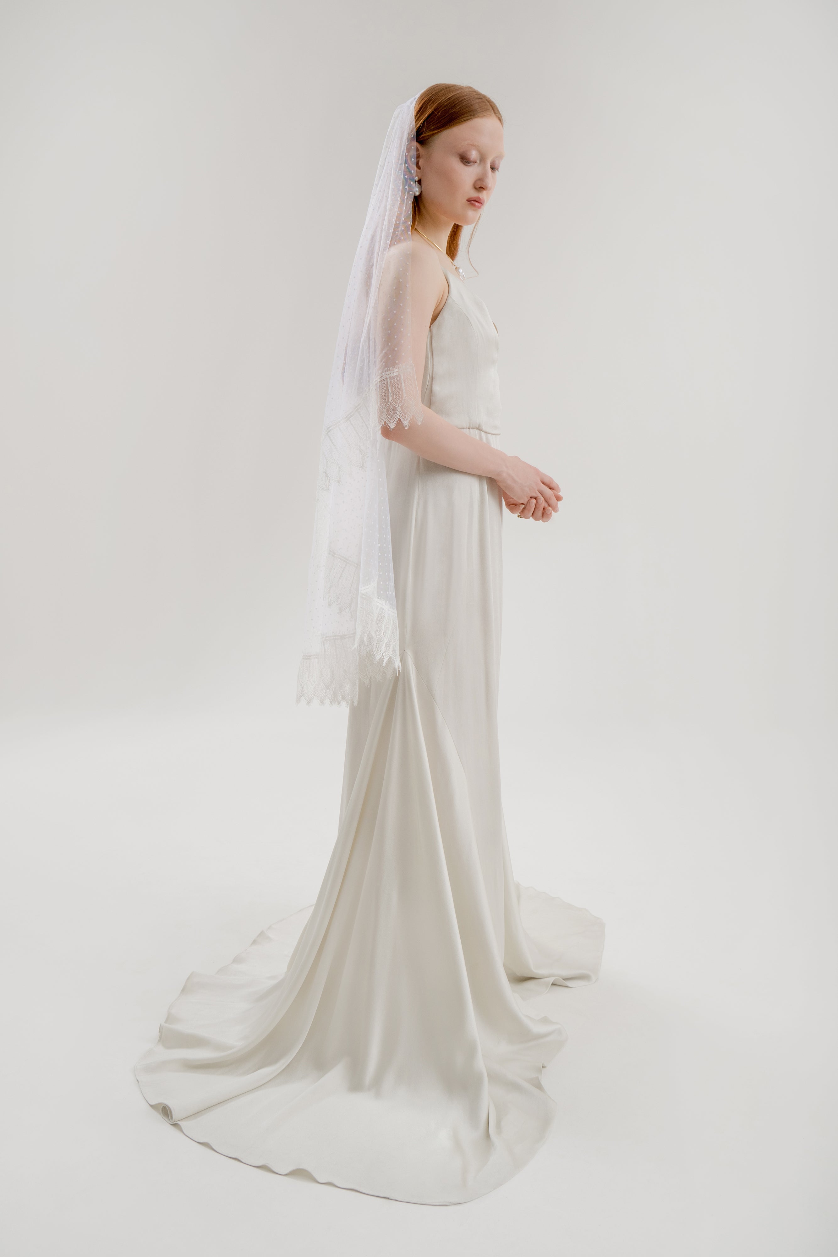 Swiss Dot Lace Trim Veil Blanco New York Swiss Dot Lace Trim Veil Blanco New York